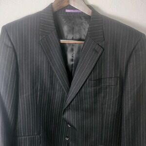 Next Signature Suit Jacket by Giovanni Tonella 48R Black Pinstripe Career Office
